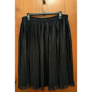 Old Navy Women's Pleated Black Shimmer Tulle Lined Skirt  Large Elastic Waist